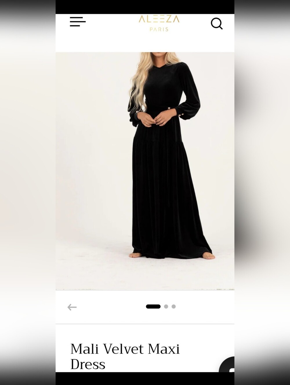 Mali Velvet Maxi Dress - Black ALEEZA PARIS - Picture 2 of 4